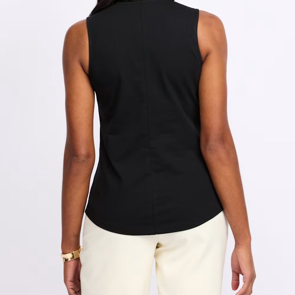 41 Hawthorn Stitch Fix Piper Knit Poplin Ruffle Sleeveless Shirt Black Size M - Picture 2 of 9